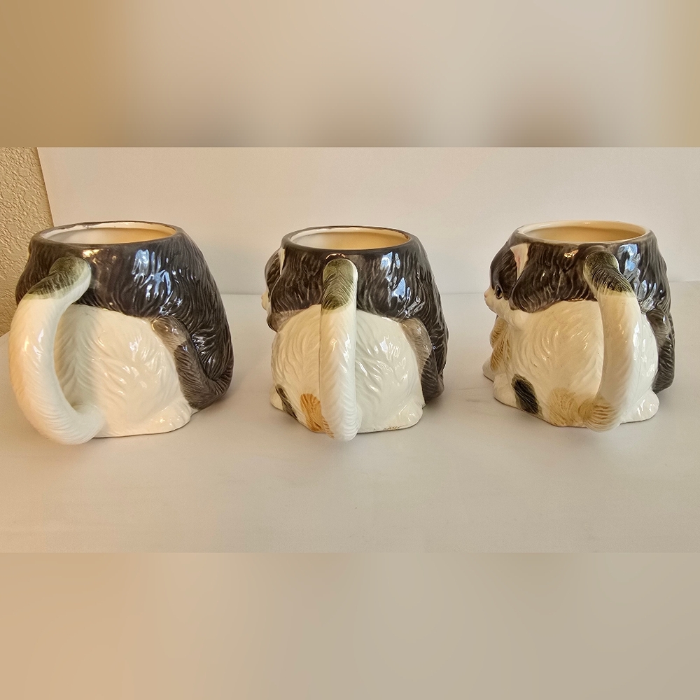 Vintage Hearth & Home Designs Cat Kittens Shaped Ceramic Mugs Set Of 3, 1988 - Picture 4 of 7